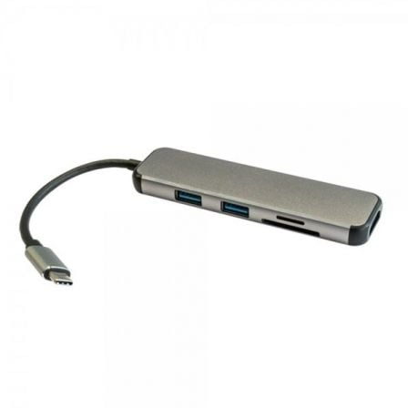 Docking USB Tipo-C 3GO HUB2UCRH/ 2xUSB/ 1xHDMI/ 1xLector tarjetas/ Gris