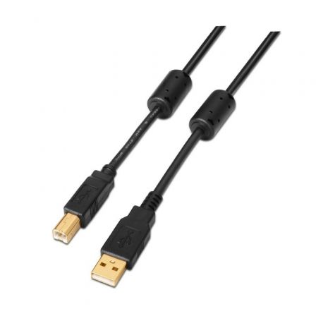 Cable USB 2.0 Impresora Aisens A101-0009/ USB Macho - USB Macho/ 2m/ Negro