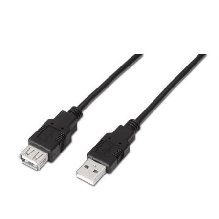 Cable Alargador USB 2.0 Aisens A101-0015/ USB Macho - USB Hembra/ 1m/ Negro