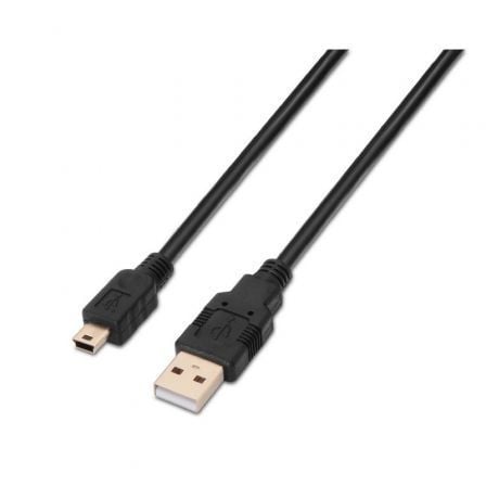 Cable USB 2.0 Aisens A101-0023/ USB Macho - USB Mini Macho/ 0.5m/ Negro