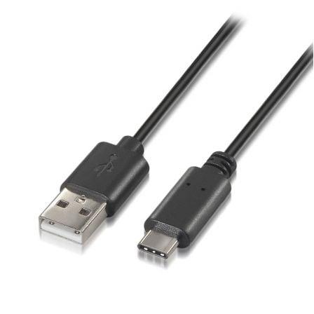 Cable USB 2.0 Tipo-C Aisens A107-0050/ USB Tipo-C Macho - USB Macho/ 0.5m/ Negro