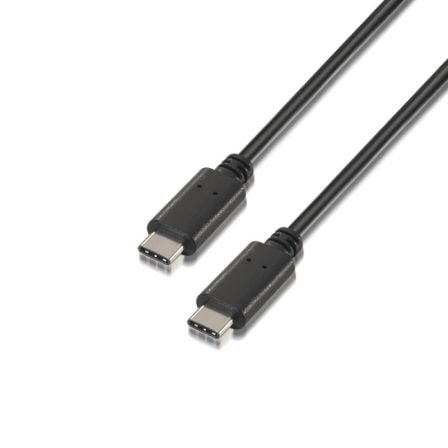 Cable USB 2.0 Tipo-C Aisens A107-0056/ USB Tipo-C Macho - USB Tipo-C Macho/ 1m/ Negro
