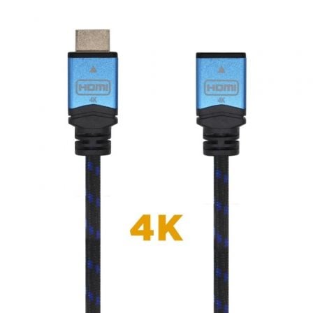 Cable Alargador HDMI Aisens A120-0454/ HDMI Macho - HDMI Hembra/ 3m/ Negro/ Azul