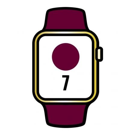 Apple Watch Series 7/ GPS/ Cellular/ 41 mm/ Caja de Acero Oro/ Correa deportiva Cereza Oscuro