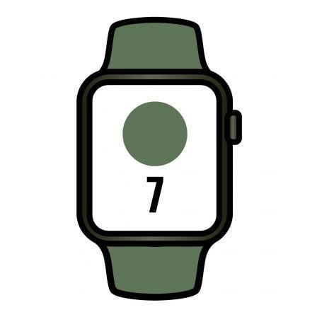 Apple Watch Series 7/ GPS/ 45 mm/ Caja de Aluminio en Verde/ Correa deportiva Verde Trebol