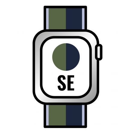 Apple Watch SE/ GPS/ Cellular/ 40 mm/ Caja de Aluminio en Plata/ Correa Loop Deportiva Azul Abismo Verde Musgo