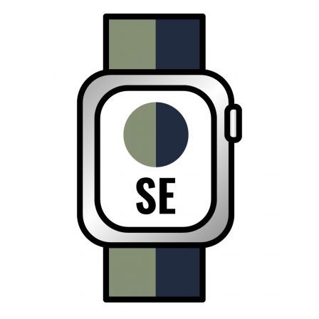 Apple Watch SE/ GPS/ Cellular/ 44 mm/ Caja de Aluminio en Plata/ Correa Loop Deportiva Azul Abismo Verde Musgo