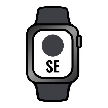 Apple Watch SE/ GPS/ Cellular/ 44 mm/ Caja de Aluminio en Gris Espacial/ Correa Deportiva Negro Medianoche