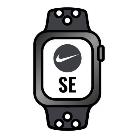 Apple Watch SE/ Nike/ GPS/ Cellular/ 44 mm/ Caja de Aluminio en Gris Espacial/ Correa Deportiva Nike Antracita Negro