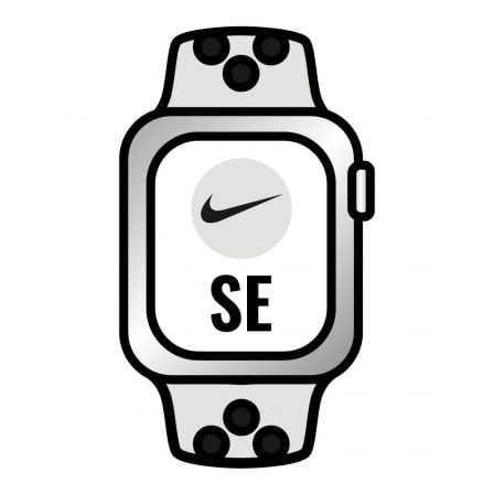 Apple Watch SE/ GPS/ Cellular/ 40mm/ Caja de Aluminio en Plata/ Correa Nike Deportiva Platino Puro y Negra