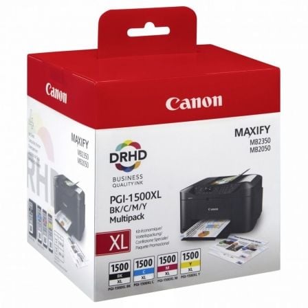 Cartucho de Tinta Original Canon PGI-1500XL Multipack Alta Capacidad/ Cian/ Magenta/ Amarillo/ Negro