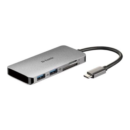 Hub USB 3.0 Tipo-C D-Link DUB-M610/ 2 Puertos USB/ 1 Thunderbolt 3/ 1 HDMI/ 1 Lector Tarjetas SD/ Gris