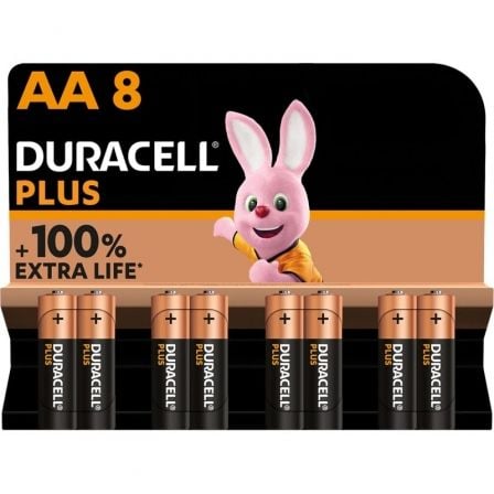 Pack de 8 Pilas AA Duracell Plus Extra Life LR6-MN1500AA8/ 1.5V/ Alcalinas