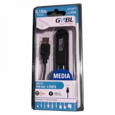 HUB GEBL 30020 4 PUERTOS USB 2.0 - COLOR NEGRO