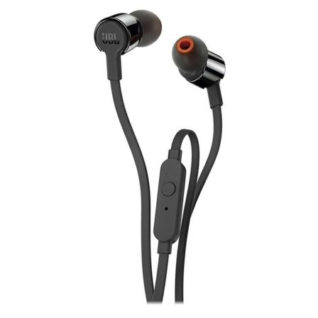 AURICULARES INTRAUDITIVOS JBL T210 BLACK - PURE BASS - DRIVERS 8.7MM - CABLE PLANO - FUNC. MANOS LIBRES