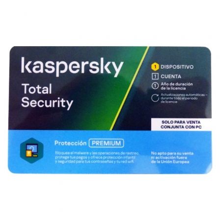 Antivirus Kaspersky Total Security 2021/ 1 Dispositivo/ 1 Año venta con pc/ Formato Tarjeta