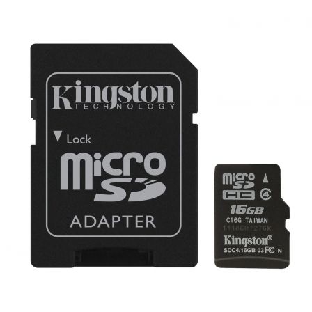 TARJETA MICROSD HC + ADAPTADOR KINGSTON - 16GB - CLASE 4