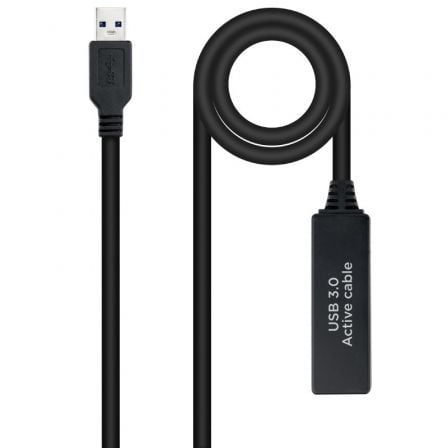 Cable Alargador USB 3.0 Nanocable 10.01.0312/ USB Macho - USB Hembra/ 10m/ Negro