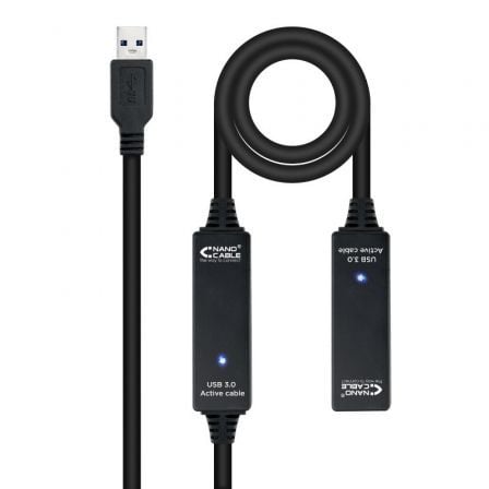 Cable Alargador USB 3.0 Nanocable 10.01.0313/ USB Macho - USB Hembra/ 15m/ Negro