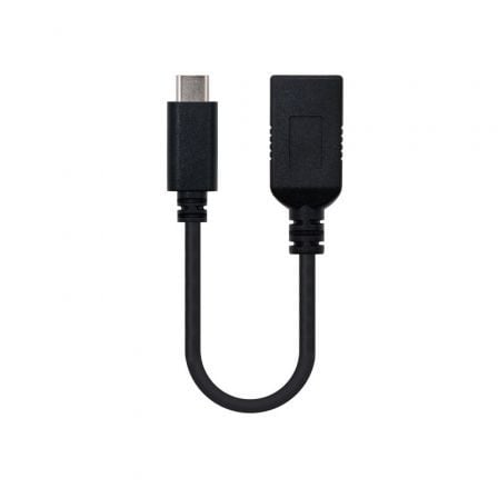 Cable USB 3.1 Nanocable 10.01.4201/ USB Tipo-C Macho - USB Hembra/ 15cm/ Negro