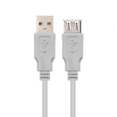 Cable Alargador USB 2.0 Nanocable 10.01.0204/ USB Macho - USB Hembra/ 3m/ Beige