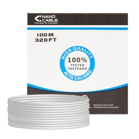 Bobina de Cable RJ45 UTP Nanocable 10.20.0502 Cat.6e/ 100m/ Gris