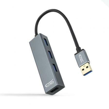 Hub USB 3.0 Nanocable 10.16.4402/ 4 Puertos USB/ Gris