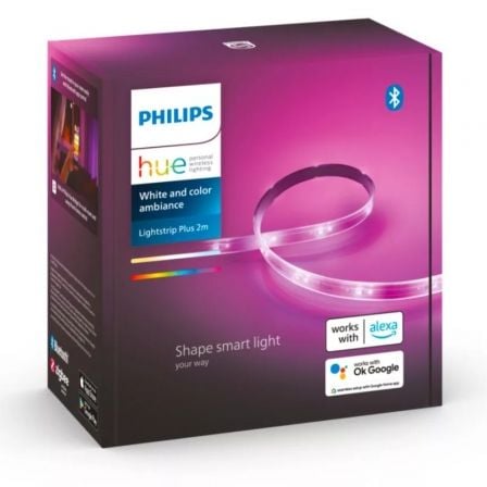 Tira LED Inteligente Philips Hue Ambiance Plus V4/ 2m/ Blanco y Color RGB/ 2000-6500 K/ Precisa Philips Hue Bridge para más funcionalidad