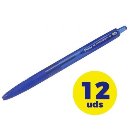 Caja de Bolígrafos de Tinta de Aceite Retráctil Pilot Super Grip G/ 12 unidades/ Azules