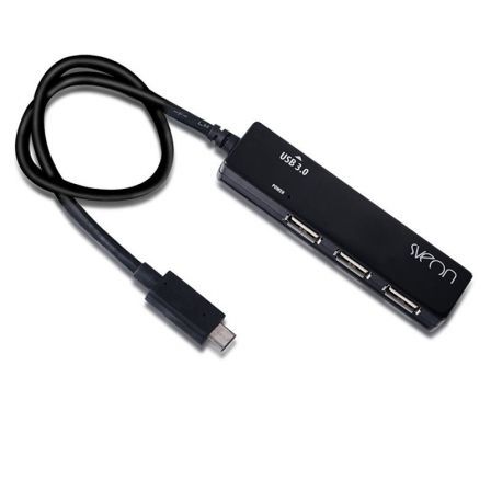 HUB USB-C SVEON SCT332 - 1XUSB 3.0 - 3XUSB 2.0 - VELOCIDAD TRANSFERENCIA 4.8 GB/S - CONEXIÓN USB TIPO-C - NEGRO