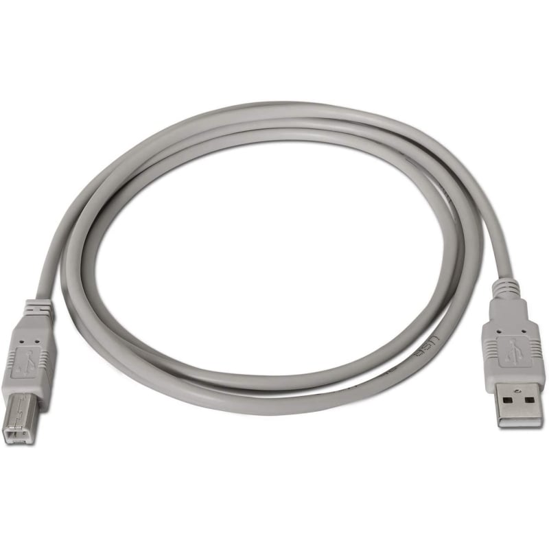 Cable USB 2.0 Impresora Aisens A101-0003/ USB Tipo-B Macho - USB Macho/ 3m/ Beige