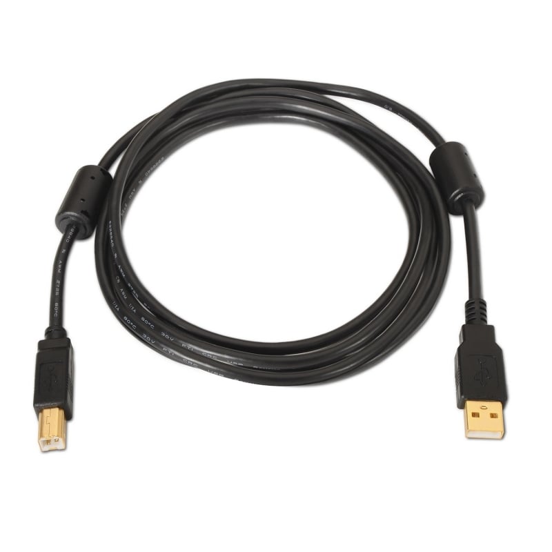 Cable USB 2.0 Impresora Aisens A101-0009/ USB Tipo-B Macho - USB Macho/ 2m/ Negro