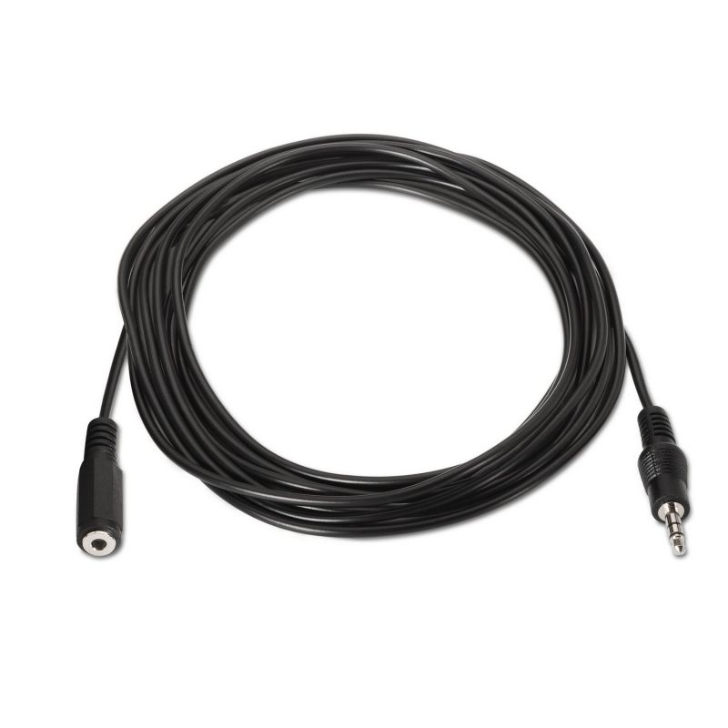 Cable Estéreo Aisens A128-0146/ Jack 3.5 Macho - Jack 3.5 Hembra/ Hasta 0.1W/ 3m/ Negro