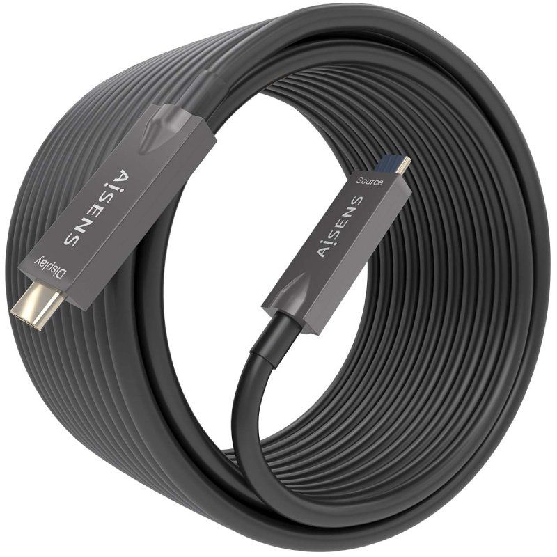 Cable USB 3.1 Tipo-C Aisens AOC A157-0882/ USB Tipo-C Macho - USB Tipo-C Macho/ Hasta 60W/ 10Gbps/ 10m/ Negro