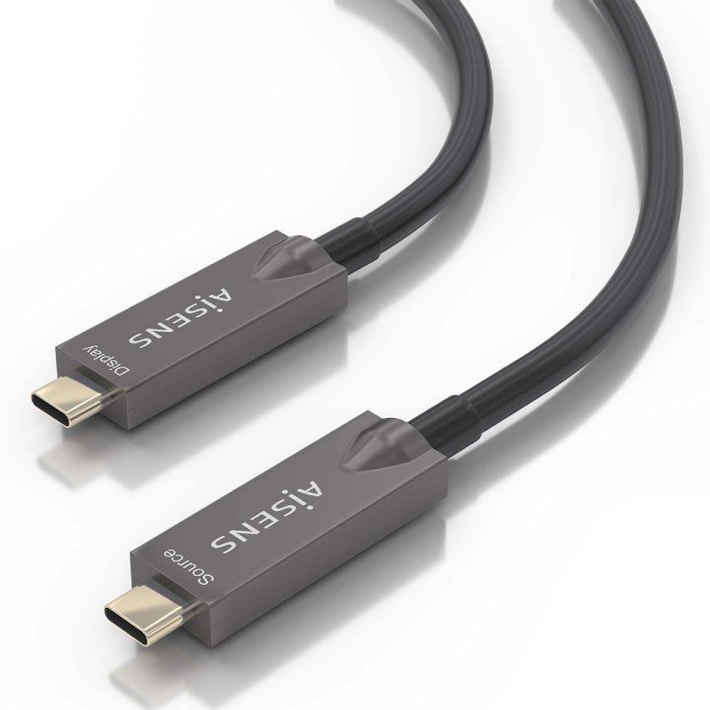 Cable USB 3.1 Tipo-C Aisens AOC A157-0882/ USB Tipo-C Macho - USB Tipo-C Macho/ Hasta 60W/ 10Gbps/ 10m/ Negro