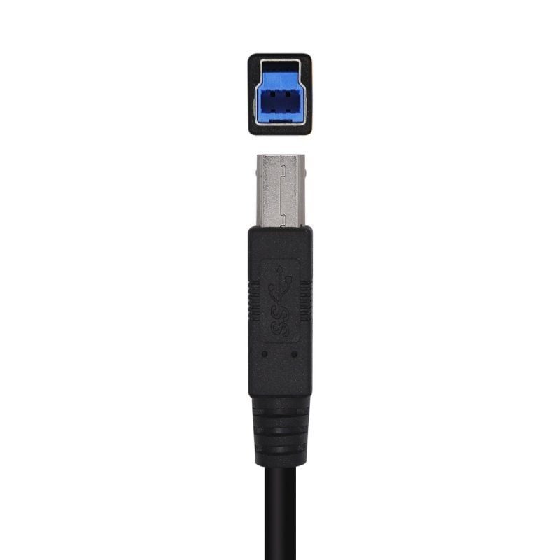Cable USB 3.0 Impresora Aisens A105-0444/ USB Tipo-B Macho - USB Macho/ 5Gbps/ 2m/ Negro