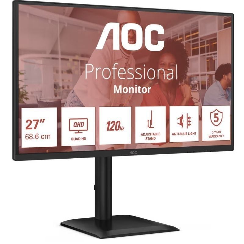 Monitor Profesional AOC Q27E4U 27"/ QHD/ Multimedia/ Regulable en altura/ Negro