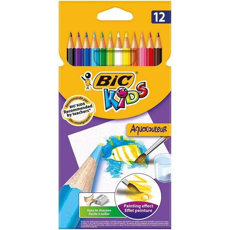 Lápices de colores acuarelables bic kids 8575614/ 12 unidades