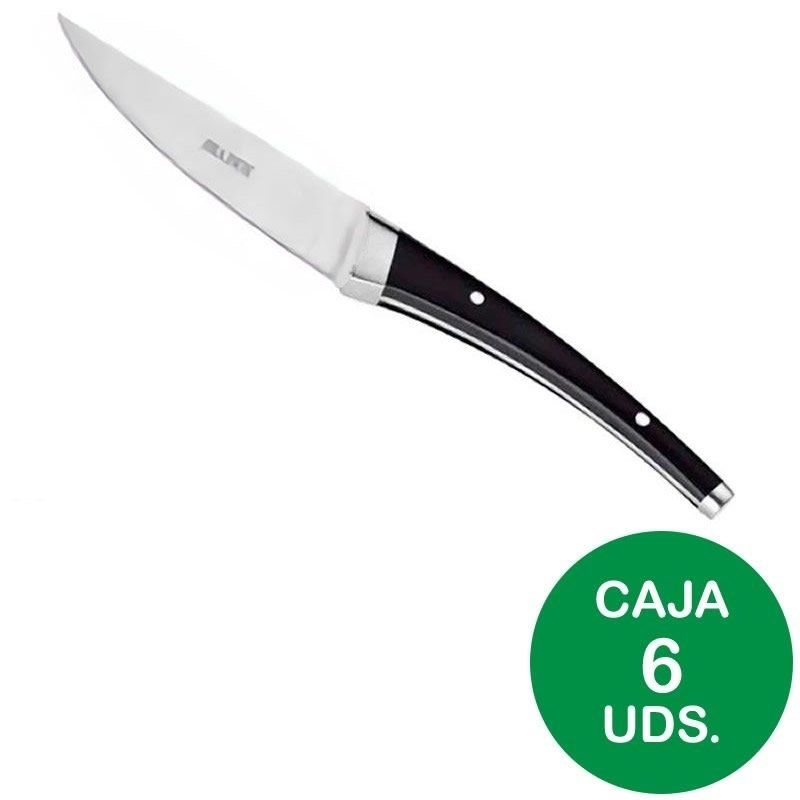 Caja 6 cuchillos chuleteros con mango abs dolphin bra a047067 - sin sierra - hoja 25mm - acero inoxidable 18/10 - diseño