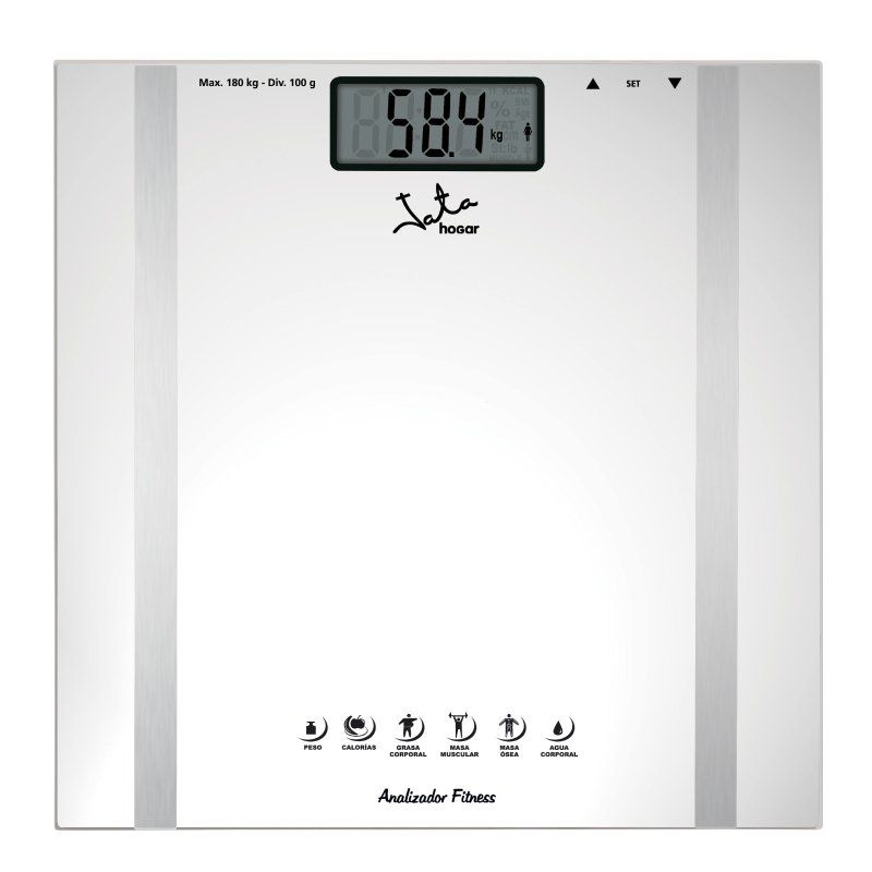 Báscula de baño jata hogar 532/ análisis corporal/ hasta 180kg/ plata