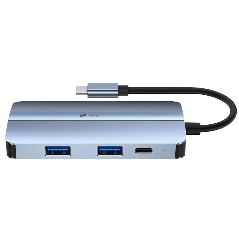 Docking USB Tipo-C Leotec LEDS04/ 2xUSB/ 1xUSB Tipo-C/ 1xUSB Tipo-C PD/ 1xHDMI 4K/ 1xVGA/ 1xAudio/ Azul