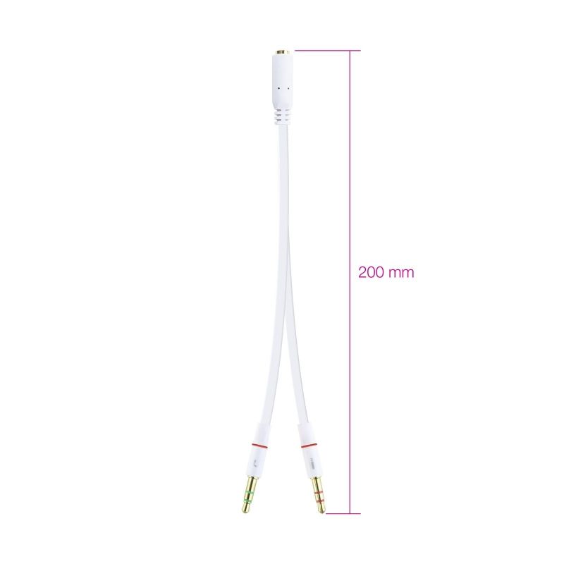 Cable Estéreo Nanocable 10.24.1203/ Jack 3.5 Hembra - 2x Jack 3.5 Macho/ 20cm/ Blanco