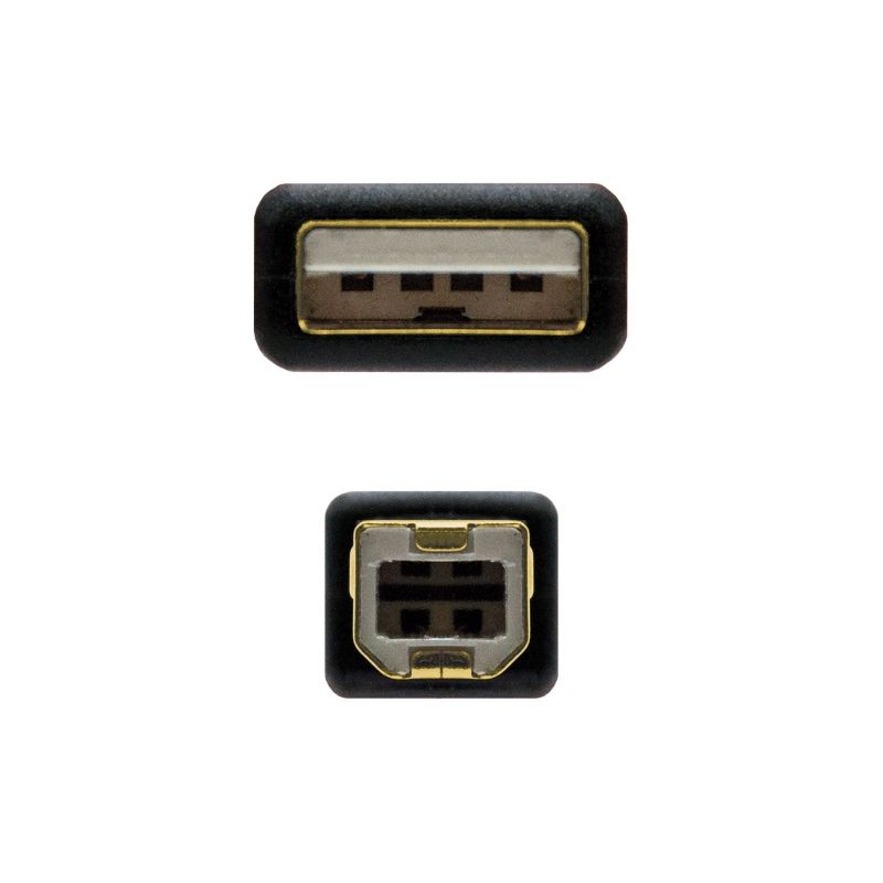 Cable USB 2.0 Impresora Nanocable 10.01.1202/ USB Tipo-B Macho - USB Macho / 2m/ Negro