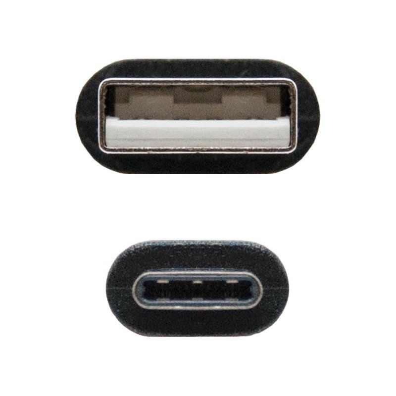 Cable USB 2.0 Nanocable 10.01.2103/ USB Macho - USB Tipo-C Macho/ 480Mbps/ 3m/ Negro