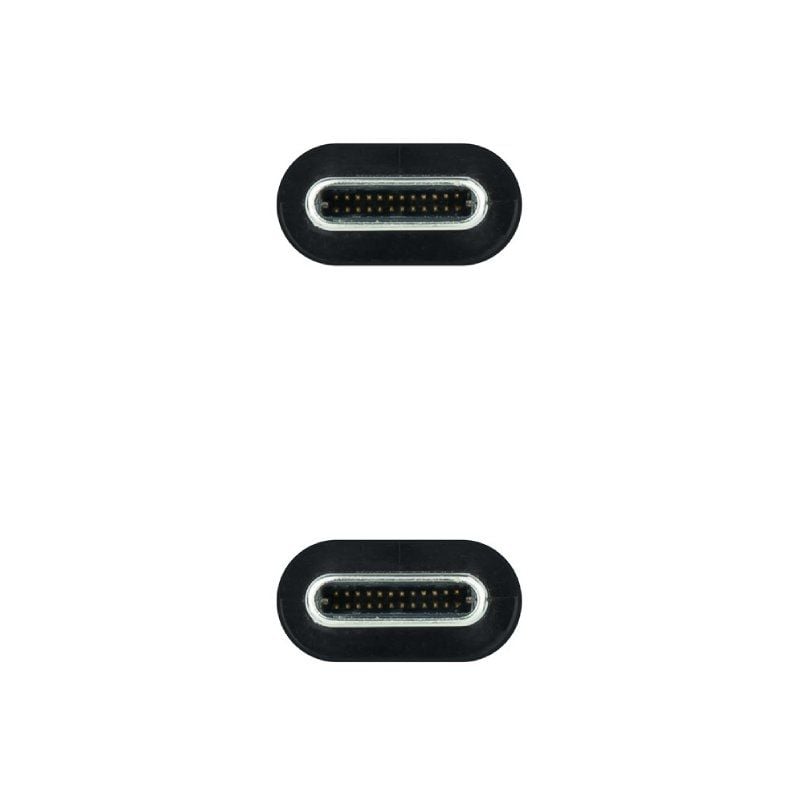 Cable USB 3.1 Tipo-C Nanocable 10.01.4100/ USB Tipo-C Macho - USB Tipo-C Macho/ Hasta 100W/ 10Gbps/ 50cm/ Negro