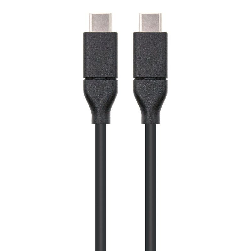 Cable USB 3.2 Tipo-C Nanocable 10.01.4101/ USB Tipo-C Macho - USB Tipo-C Macho/ hasta 100W/ 1m/ Negro