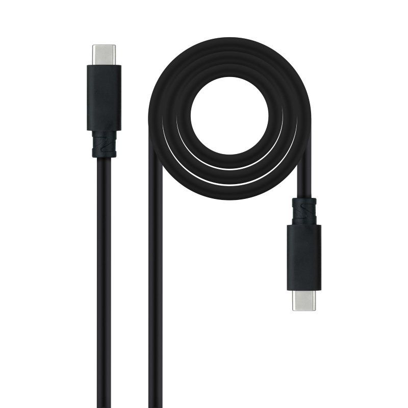 Cable USB 3.1 Tipo-C Nanocable 10.01.4102/ USB Tipo-C Macho - USB Tipo-C Macho/ Hasta 100W/ 10Gbps/ 2m/ Negro