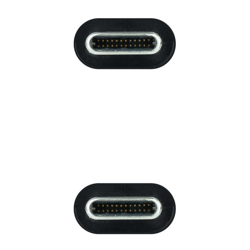 Cable USB 3.2 Tipo-C Nanocable 10.01.4301-L150-COMB/ USB Tipo-C Macho - USB Tipo-C Macho/ Hasta 100W/ 20Gbps/ 1.5m/ Gris y Negro