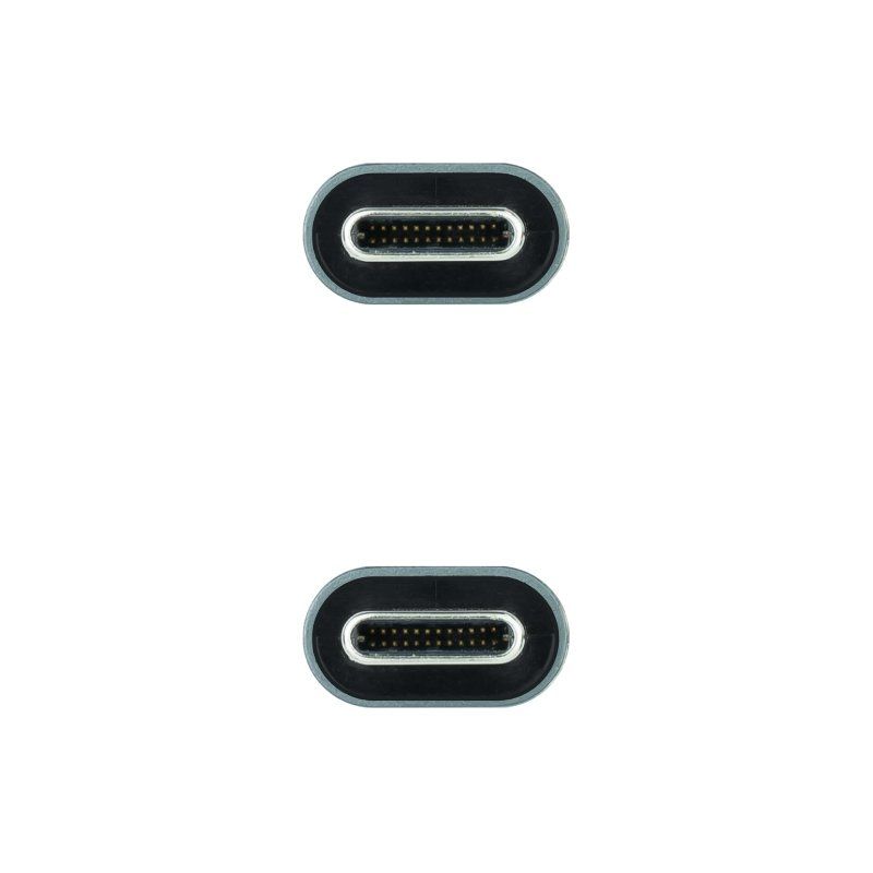 Cable USB 3.2 Tipo-C Nanocable 10.01.4301-L150/ USB Tipo-C Macho - USB Tipo-C Macho/ Hasta 100W/ 20Gbps/ 1.5m/ Gris y Negro