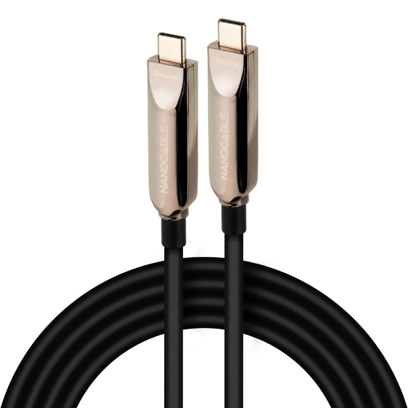 Cable USB 3.2 Tipo-C AOC Nanocable 10.01.4610/ USB Tipo-C Macho - USB Tipo-C Macho/ Hasta 60W/ 10Gbps/ 10m/ Negro